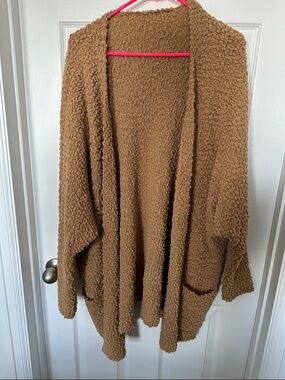 Cozy Open-Front Women's Cardigan Sweater in Brown